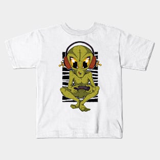 Green Alien Gamer Kids T-Shirt